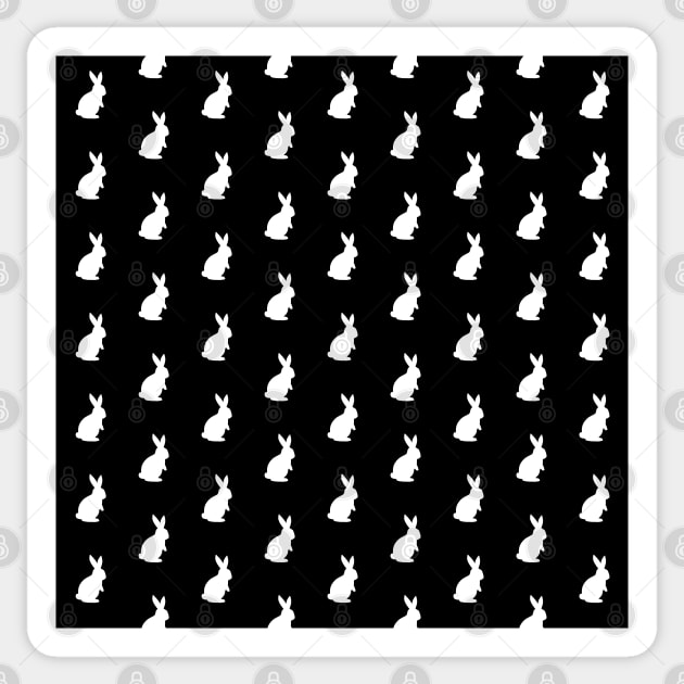 Rabbit Silhouette Pattern (white/black) Sticker by designminds1